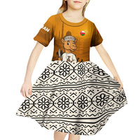 Oman Kid Short Sleeve Dress with Traditional Camel Character and Desert Silhouette Design