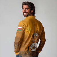 Oman Long Sleeve Polo Shirt with Traditional Camel Character and Desert Silhouette Design