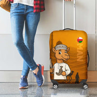 Oman Luggage Cover with Traditional Camel Character and Desert Silhouette Design