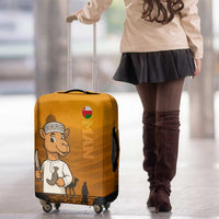 Oman Luggage Cover with Traditional Camel Character and Desert Silhouette Design