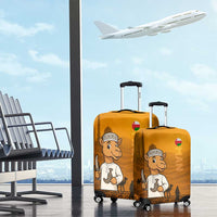 Oman Luggage Cover with Traditional Camel Character and Desert Silhouette Design