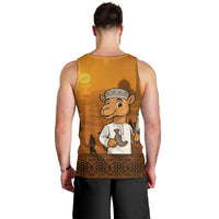 Oman Men Tank Top with Traditional Camel Character and Desert Silhouette Design