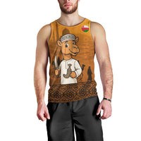 Oman Men Tank Top with Traditional Camel Character and Desert Silhouette Design