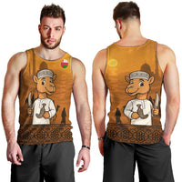 Oman Men Tank Top with Traditional Camel Character and Desert Silhouette Design