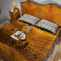 Oman Quilt Bed Set with Traditional Camel Character and Desert Silhouette Design