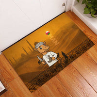 Oman Rubber Doormat with Traditional Camel Character and Desert Silhouette Design