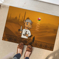 Oman Rubber Doormat with Traditional Camel Character and Desert Silhouette Design