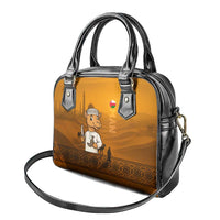 Oman Shoulder Handbag with Traditional Camel Character and Desert Silhouette Design