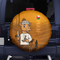 Oman Spare Tire Cover with Traditional Camel Character and Desert Silhouette Design