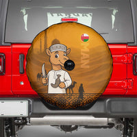 Oman Spare Tire Cover with Traditional Camel Character and Desert Silhouette Design