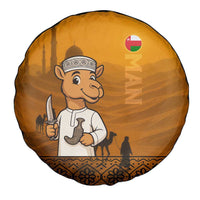 Oman Spare Tire Cover with Traditional Camel Character and Desert Silhouette Design