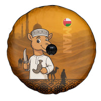 Oman Spare Tire Cover with Traditional Camel Character and Desert Silhouette Design