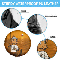 Oman Spare Tire Cover with Traditional Camel Character and Desert Silhouette Design