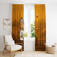 Oman Window Curtain with Traditional Camel Character and Desert Silhouette Design
