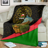 Oman Blanket with Camel Landscape and Geometric Pattern Design