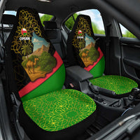 Oman Car Seat Cover with Camel Landscape and Geometric Pattern Design