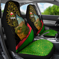Oman Car Seat Cover with Camel Landscape and Geometric Pattern Design