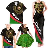 Oman Family Matching Tank Maxi Dress and Hawaiian Shirt with Camel Landscape and Geometric Pattern Design