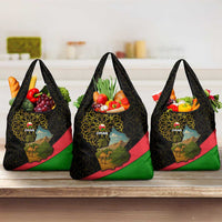 Oman Grocery Bag with Camel Landscape and Geometric Pattern Design