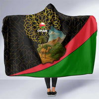 Oman Hooded Blanket with Camel Landscape and Geometric Pattern Design