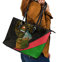 Oman Leather Tote Bag with Camel Landscape and Geometric Pattern Design