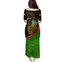 Oman Puletasi with Camel Landscape and Geometric Pattern Design