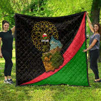 Oman Quilt with Camel Landscape and Geometric Pattern Design