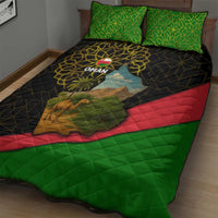 Oman Quilt Bed Set with Camel Landscape and Geometric Pattern Design