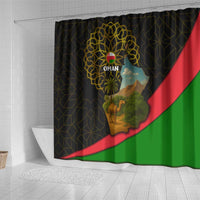 Oman Shower Curtain with Camel Landscape and Geometric Pattern Design
