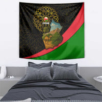 Oman Tapestry with Camel Landscape and Geometric Pattern Design