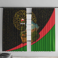 Oman Window Curtain with Camel Landscape and Geometric Pattern Design