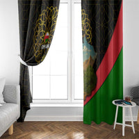 Oman Window Curtain with Camel Landscape and Geometric Pattern Design