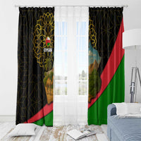 Oman Window Curtain with Camel Landscape and Geometric Pattern Design
