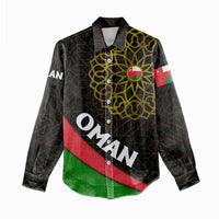 Oman Women Casual Shirt with Camel Landscape and Geometric Pattern Design