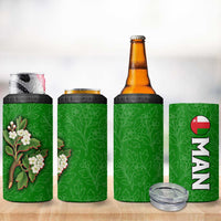 Oman 4 in 1 Can Cooler Tumbler with White Blossom Floral Design and National Flag Colors
