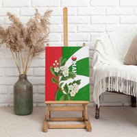 Oman Canvas Wall Art with White Blossom Floral Design and National Flag Colors