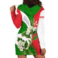 Oman Hoodie Dress with White Blossom Floral Design and National Flag Colors