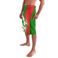 Oman Lavalava with White Blossom Floral Design and National Flag Colors