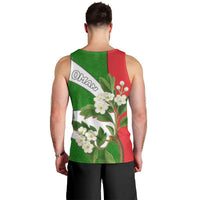 Oman Men Tank Top with White Blossom Floral Design and National Flag Colors