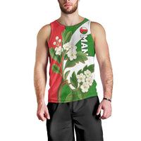 Oman Men Tank Top with White Blossom Floral Design and National Flag Colors