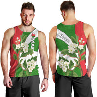 Oman Men Tank Top with White Blossom Floral Design and National Flag Colors