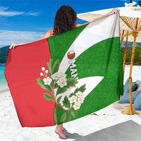 Oman Sarong with White Blossom Floral Design and National Flag Colors