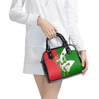 Oman Shoulder Handbag with White Blossom Floral Design and National Flag Colors