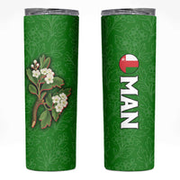 Oman Skinny Tumbler with White Blossom Floral Design and National Flag Colors