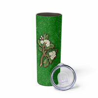 Oman Skinny Tumbler with White Blossom Floral Design and National Flag Colors