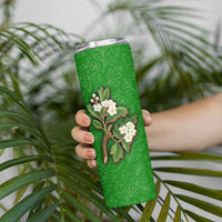 Oman Skinny Tumbler with White Blossom Floral Design and National Flag Colors