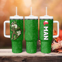 Oman Tumbler With Handle with White Blossom Floral Design and National Flag Colors