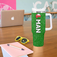 Oman Tumbler With Handle with White Blossom Floral Design and National Flag Colors
