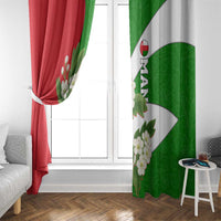 Oman Window Curtain with White Blossom Floral Design and National Flag Colors