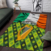 Ireland Area Rug with Irish Flag Harp and Shamrock Pattern Design